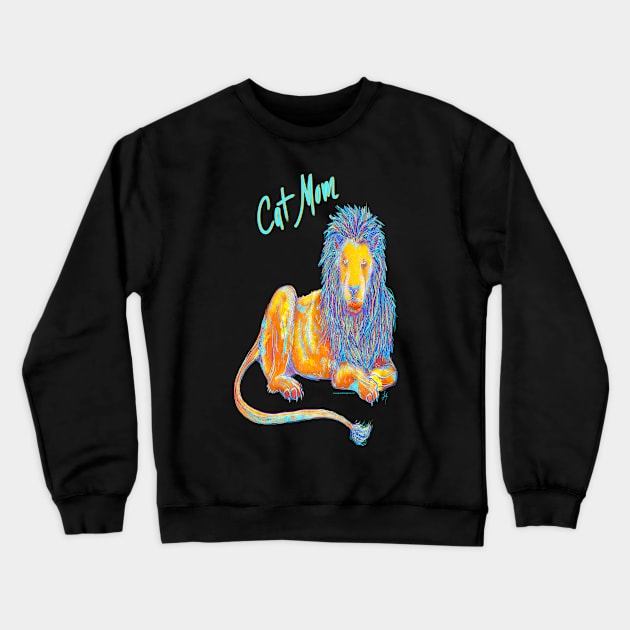 Cat Mom Lion Crewneck Sweatshirt by AlexandraHallPinner